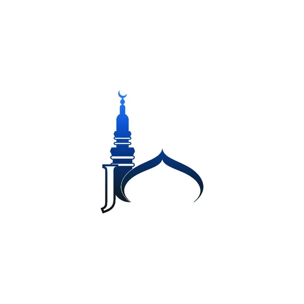 Icône Logo Lettre Avec Vecteur Illustration Design Mosquée — Image vectorielle