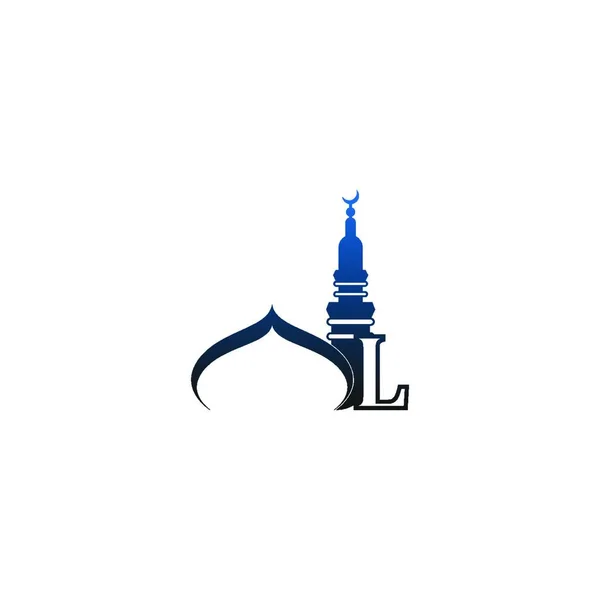 Icône Logo Lettre Avec Vecteur Illustration Design Mosquée — Image vectorielle