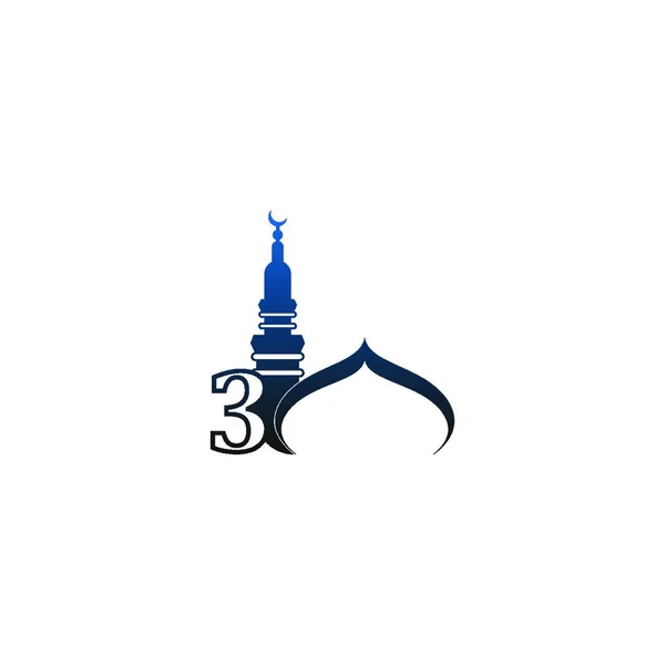 Значок Логотипа Номер Вектором Оформления Мечети — стоковый вектор