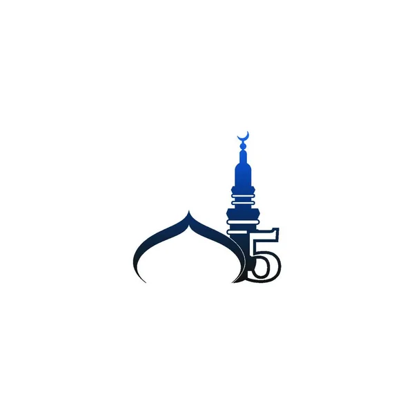 Значок Логотипа Номер Вектором Оформления Мечети — стоковый вектор