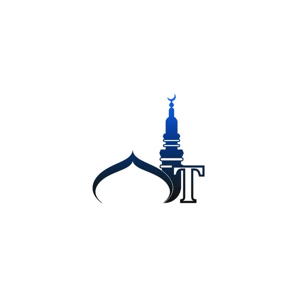 Icône Logo Lettre Avec Vecteur Illustration Design Mosquée — Image vectorielle