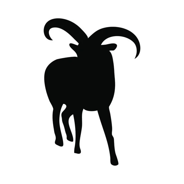 Goat Silhouette Icon Black White Illustration — Stock Vector