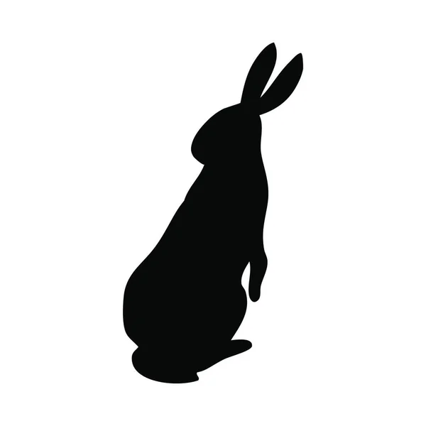 Silhouette Noire Lapin Avec Panier Pain — Image vectorielle