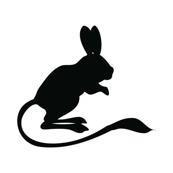 Silueta Conejo Ilustración Blanco Negro — Vector de stock