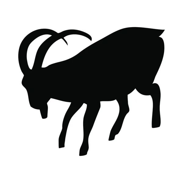 Ziegensilhouette Ikone Schwarz Weiß Illustration — Stockvektor