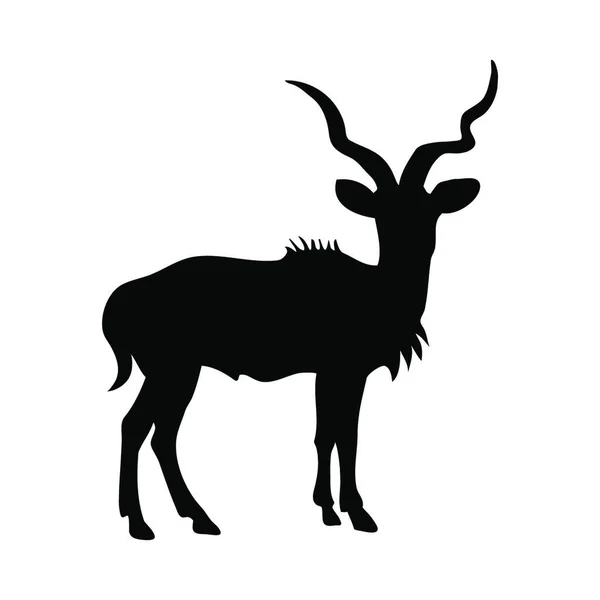 Deer Silhouette Isolated White Background — Stock Vector