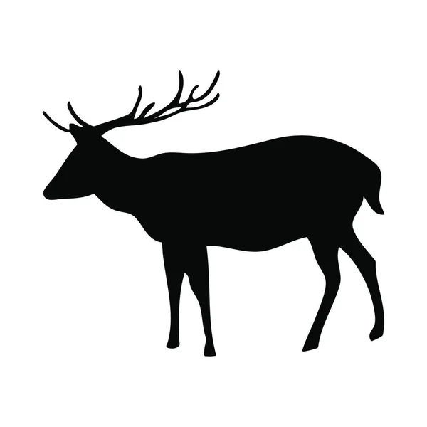 Deer Silhouette Isolated White Background — Stock Vector