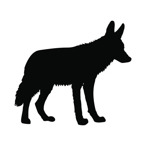 Silhouette Noire Loup — Image vectorielle