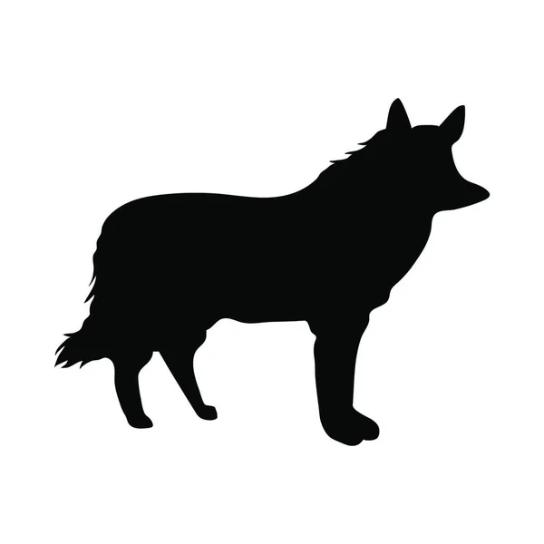 Schwarze Silhouette Eines Wolfes — Stockvektor