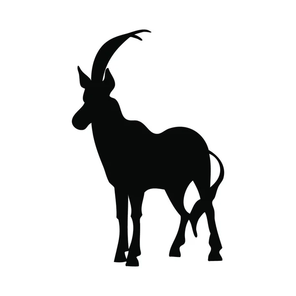 Goat Silhouette Icon Black White Illustration — Stock Vector