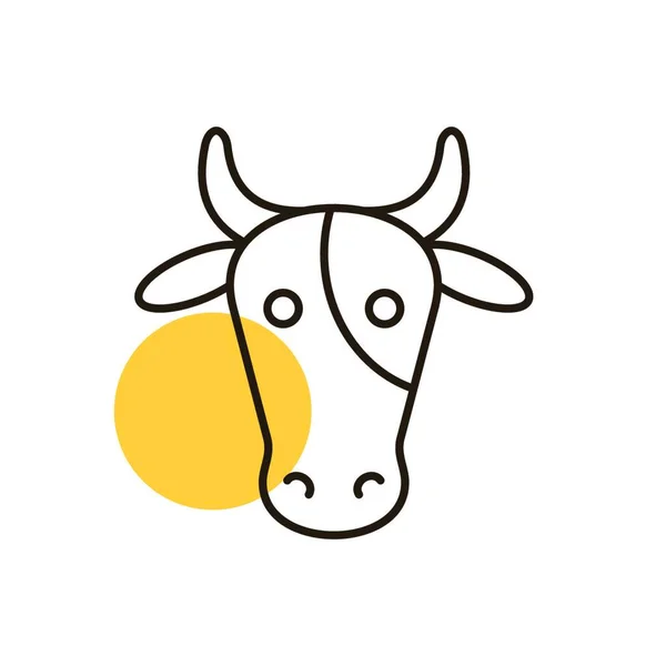 Icône Vache Tête Animal Panneau Ferme Symbole Graphique Pour Conception — Image vectorielle