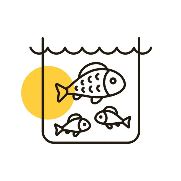 池や水族館のアイコンで魚 動物園の看板 ウェブサイトのデザイン アプリ Uiのグラフシンボル ベクターイラスト — ストックベクタ