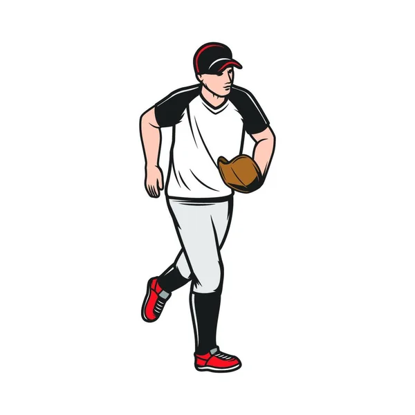 Baseball Spelare Med Boll Vektor Illustration Design — Stock vektor