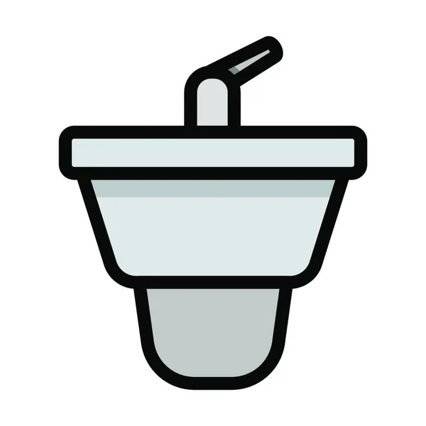 Toilet Bowl Icon Outline Bathtub Wash Vector Symbol Web Design — Stock Vector