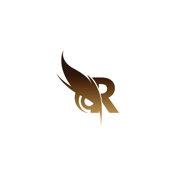 Rのロゴアイコンとフクロウの目のアイコンデザインベクトルイラスト — ストックベクタ