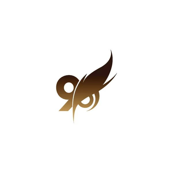 Número Icono Del Logotipo Combinado Con Ojos Búho Icono Diseño — Archivo Imágenes Vectoriales