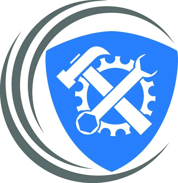 Ferramentas Engrenagem Fechaduras Emblema Fundo Logotipo — Vetor de Stock