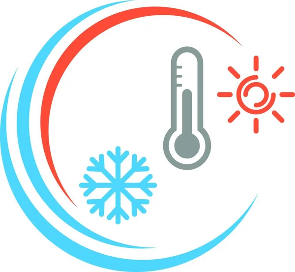 Termômetro Sol Floco Neve Logotipo Temperatura Fundo — Vetor de Stock