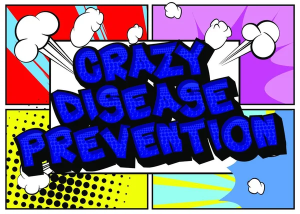Crazy Disease Prevention Comic Book Style Text Prevención Infecciones Palabras — Vector de stock
