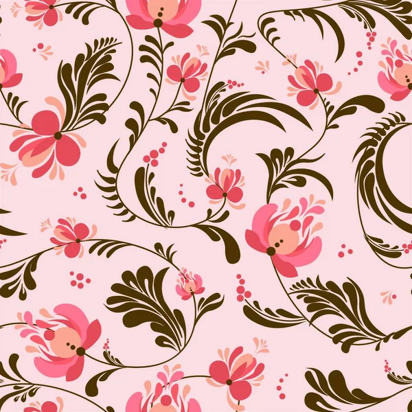 Motif Sans Couture Avec Des Éléments Floraux Illustration Vectorielle — Image vectorielle