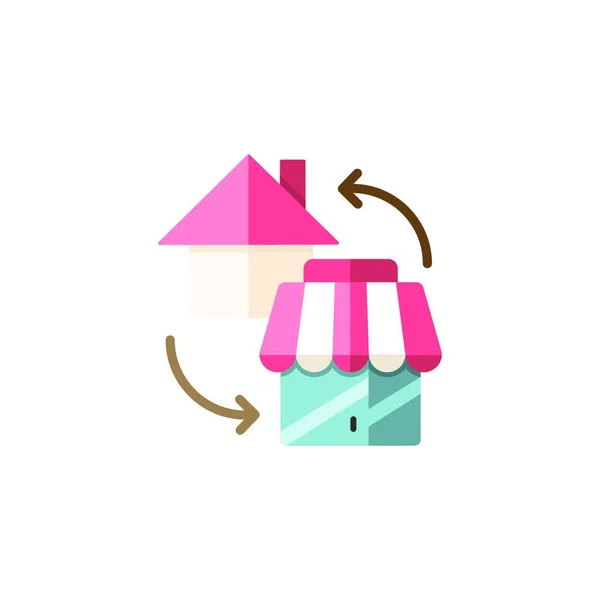 Huis Winkel Home Shopping Concept Vlakke Kleur Icoon Geïsoleerde Vector — Stockvector