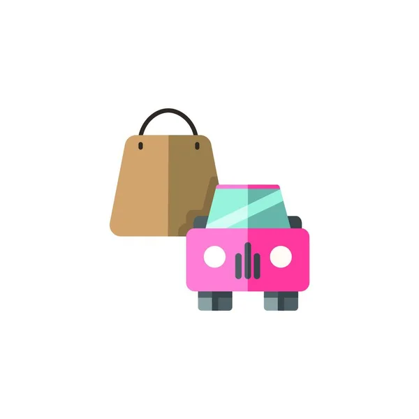 Bolsa Compras Coche Recoge Tienda Icono Color Lleno Icono Color — Vector de stock