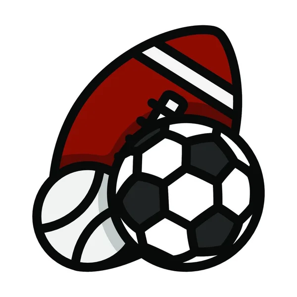 Icône Ballon Football Illustration Contour Des Icônes Vectorielles Raquette Rugby — Image vectorielle
