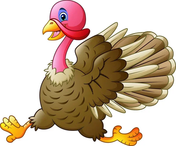 Vector Illustration Cute Turkey Running — Stock Vector