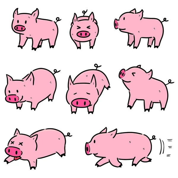 一套可爱的卡通猪 — 图库矢量图片