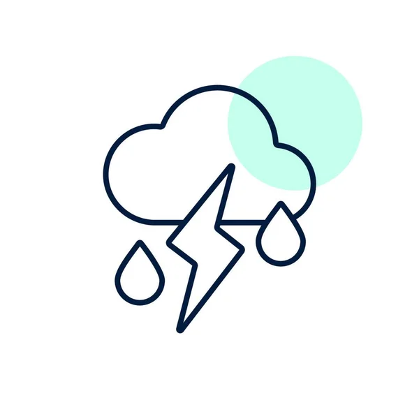 Yağan Yağmur Yıldırım Vektör Ikonu Olan Bulut Meteoroloji Işareti Seyahat — Stok Vektör