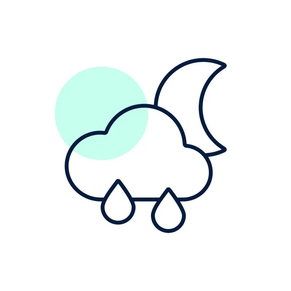 雨滴の月のベクトルアイコンを持つ雨雲 気象記号 天気ウェブサイトやアプリのデザイン アプリ Uiのためのグラフシンボル — ストックベクタ