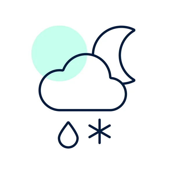 Nube Con Nieve Lluvia Icono Luna Signo Meteorología Símbolo Gráfico — Archivo Imágenes Vectoriales