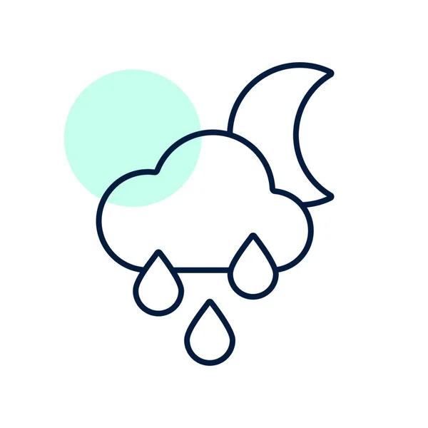 Raincloud Esőcseppek Hold Vektor Ikon Meteorológiai Jel Grafikon Szimbólum Utazás — Stock Vector