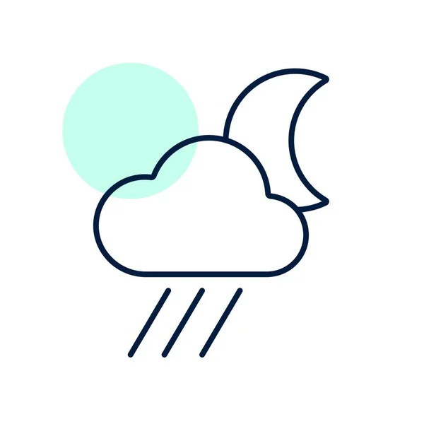 月のアイコンを持つ雨雲 気象記号 天気ウェブサイトやアプリのデザイン アプリ Uiのためのグラフシンボル — ストックベクタ
