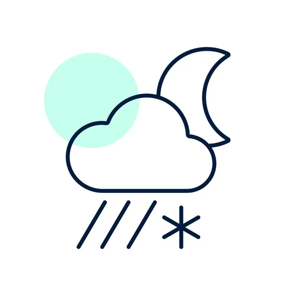 雪の月のアイコンと雨の雲 気象記号 天気ウェブサイトやアプリのデザイン アプリ Uiのためのグラフシンボル — ストックベクタ