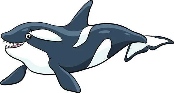 Dibujos Animados Ilustración Orca Asesino Ballena Mar Carácter Animal — Vector de stock