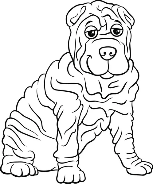 Dibujos Animados Blanco Negro Ilustración Shar Pei Perro Raza Pura — Archivo Imágenes Vectoriales