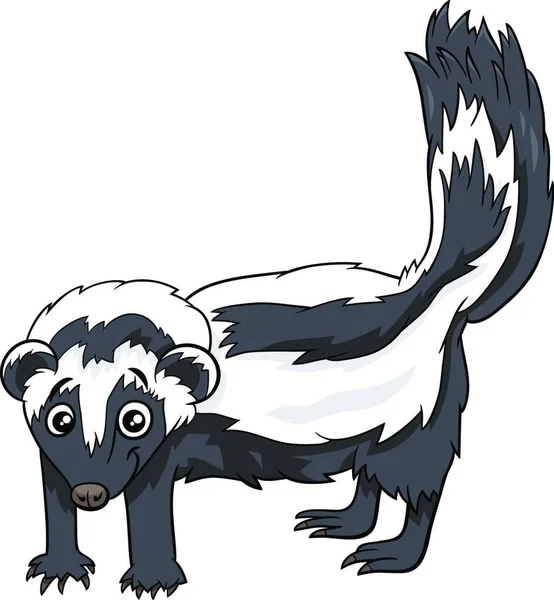 Dibujos Animados Ilustración Zorilla Rayas Polecat Carácter Animal Cómico — Vector de stock