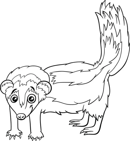 Desenhos Animados Preto Branco Ilustração Zorilla Listrado Fedelho Personagem Animal — Vetor de Stock