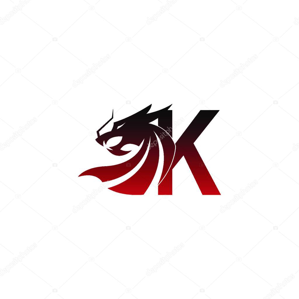 Letter K logo icon with dragon design vector illustration