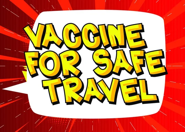 Super Vaccine Travel Texto Estilo Cómic Prevención Infecciones Palabras Relacionadas — Vector de stock