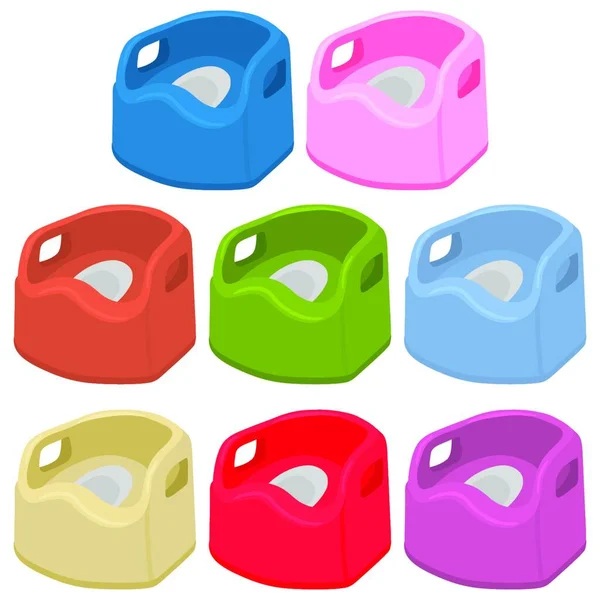 Ilustração Kit Temático Plástico Potes Bebê Com Alça Confortável Puto —  Vetores de Stock