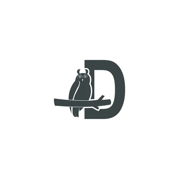 フクロウアイコンデザインの文字Dロゴのアイコンベクトルイラスト — ストックベクタ