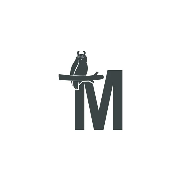 Baykuş Simgesi Tasarım Vektörü Illüstrasyonlu Harfi Logo Simgesi — Stok Vektör