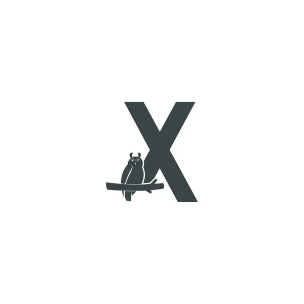 フクロウアイコンデザインの文字Xロゴアイコンベクトルイラスト — ストックベクタ