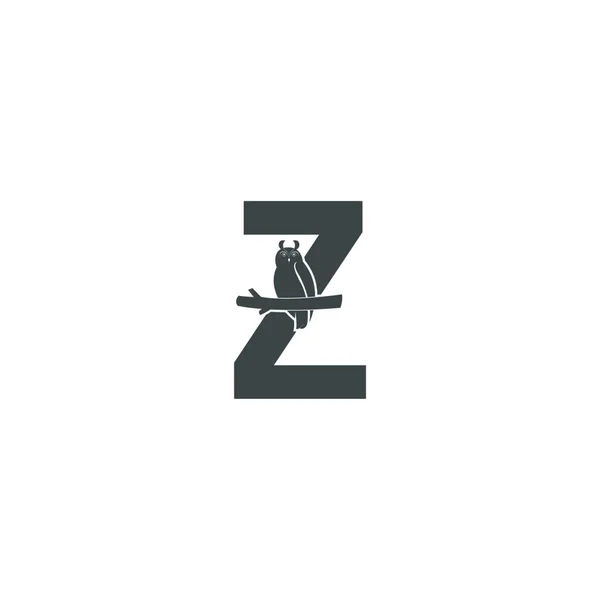 Ikon Logo Huruf Dengan Gambar Vektor Desain Ikon Burung Hantu - Stok Vektor