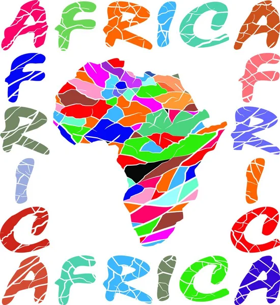 Karta Färg Bakgrund Med Ordet Afrika Och Elefant Hud — Stock vektor