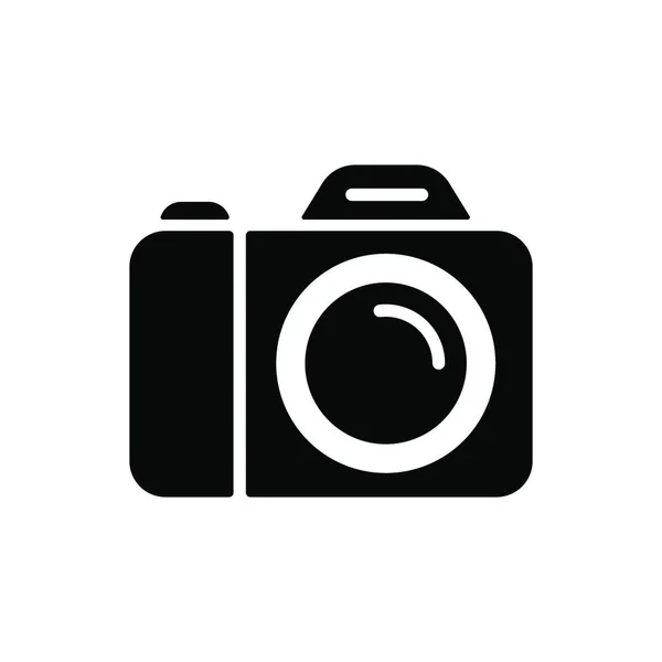 Kamera Vektor Glyphen Symbol Camping Und Wanderwegweiser Grafiksymbol Für Foto — Stockvektor