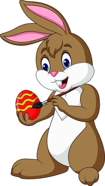 Cartoon Funny Easter Bunny Schilderen Een — Stockvector