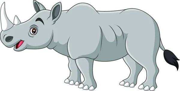 Cartoon Rhino White Background — Stock Vector